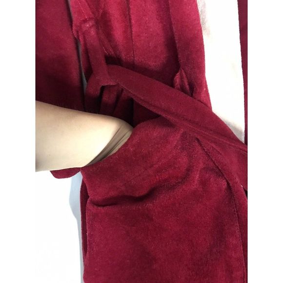Vintage Countess Mara Bath Robe/Housecoat W Belt, Embroidered Logo, Barn Red OS - Picture 6 of 8